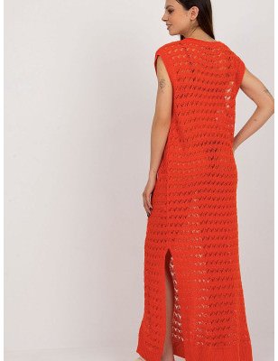 Openwork Long Knit Sleeveless Dress, Beach Maxi Dress with Slits