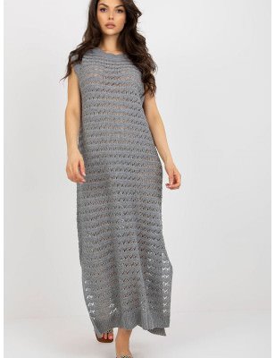 proOpenwork Long Knit Sleeveless Dress, Beach Maxi Dress with Slits_Beach Dresses, Cover-Ups, Pareos