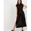 Openwork Long Knit Sleeveless Dress, Beach Maxi Dress with Slits