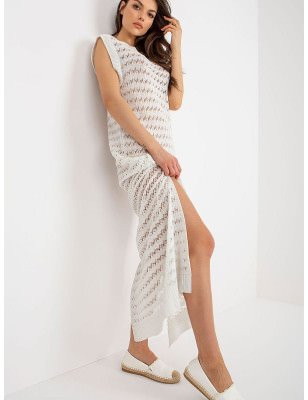 Openwork Long Knit Sleeveless Dress, Beach Maxi Dress with Slits