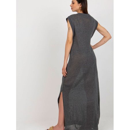 Long Knit Sleeveless Beach Dress with Decorative Slits