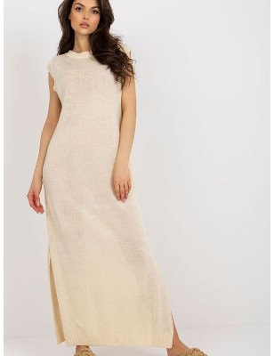 Long Knit Sleeveless Beach Dress with Decorative Slits