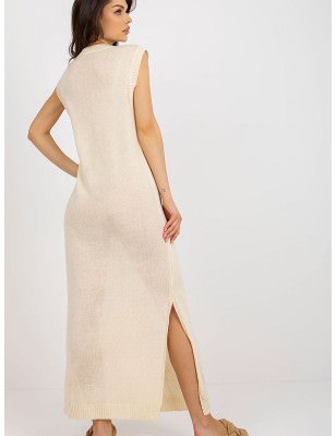 Long Knit Sleeveless Beach Dress with Decorative Slits