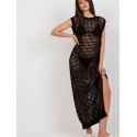 Openwork Knit Sleeveless Dress Side Slits One-Size