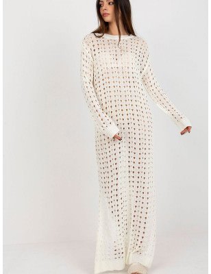 proOpenwork Long Knit Dress - Elegant Openwork Design, Decorative Slits_Beach Dresses, Cover-Ups, Pareos