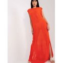 Long Knit Sleeveless Beach Dress with Decorative Slits