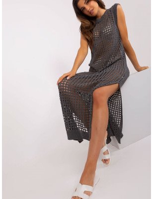 Openwork Knit Sleeveless Dress Summer Beach Cover-up