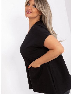 Plus Size Blouse, Flattering Short Sleeve Top with Pockets