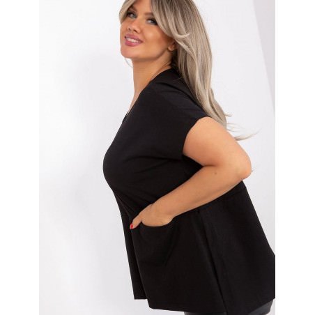 Plus Size Blouse, Flattering Short Sleeve Top with Pockets