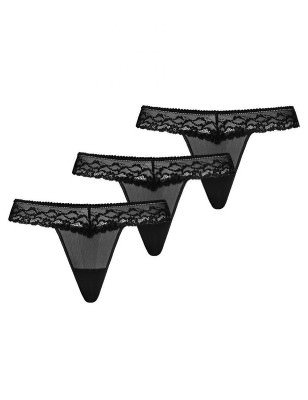 proEnchanting Black Mesh Thong Tri-Pack_Thongs, Strings