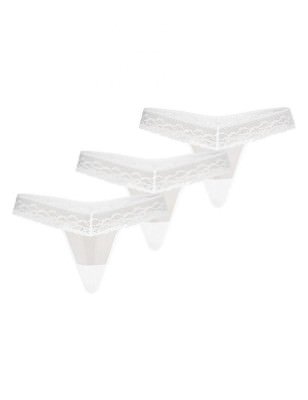 proSnow White Lace Trim Mesh Thongs 3-Pack_Thongs, Strings