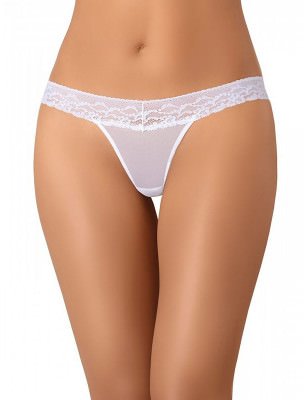 Snow White Lace Trim Mesh Thongs 3-Pack