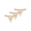 Beige Invisible Finish Floral Thong Tripack