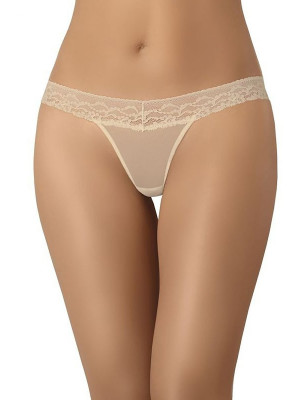 Beige Invisible Finish Floral Thong Tripack