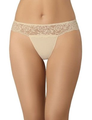 proBeige Lace & Mesh Thong Underwear for Women_Thongs, Strings