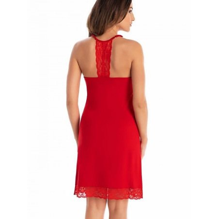 Red A-Line Lace Detail Viscose Chemise Shirt