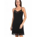 Black Lace Detail Viscose T-Shirt Adjustable Straps