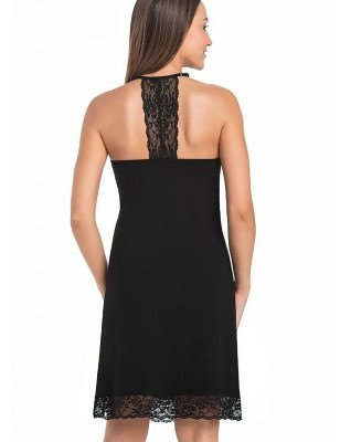 Black Lace Detail Viscose T-Shirt Adjustable Straps