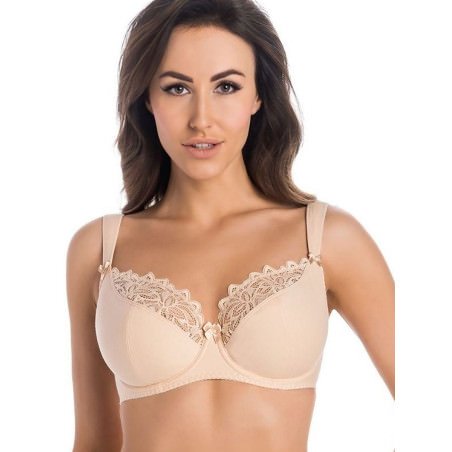 proSemi-Padded Lace Floral Cotton Bra Beige_Soft Bras, Semi-Soft Bras