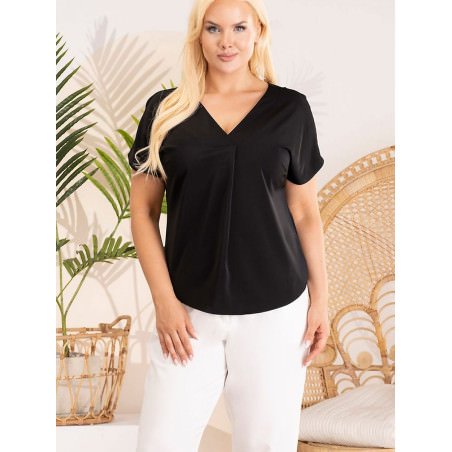 proHeart-Neckline Blouse Short Sleeves Summer Top_Plus Size Shirts, Blouses, Tunics