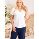 Heart-Neckline Blouse Short Sleeves Summer Top