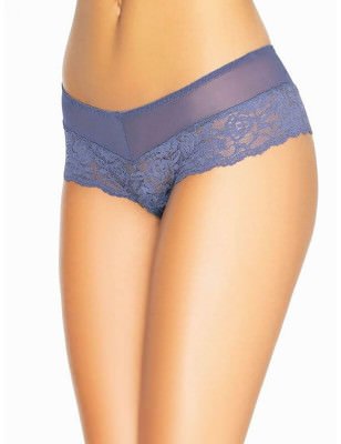 Navy Blue Mesh Floral Lace Brazilian Panties