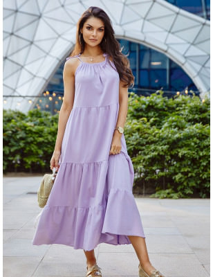 proLilac Maxi Dress with Adjustable Length and Ruffles_Day Dresses