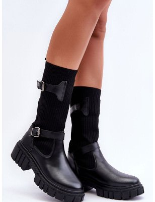 proEco-Chic Mid-Calf Boots Platform Heel Striped_Over the Knee High Boots, Thigh High Boots