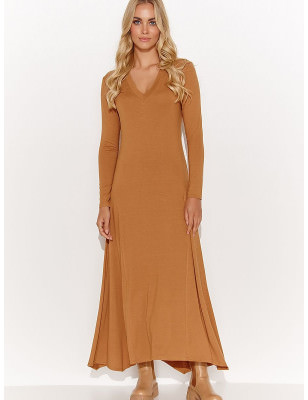 proViscose Long Dress with Tinsel Accent, Fitted Top and Flare Bottom_Day Dresses