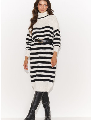 Women's Voluminous Stripe Turtleneck Sweater