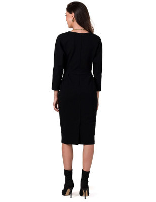 Polish-Crafted Sweatshirt Knit Dress, Envelope Top & Batwing Sleeves