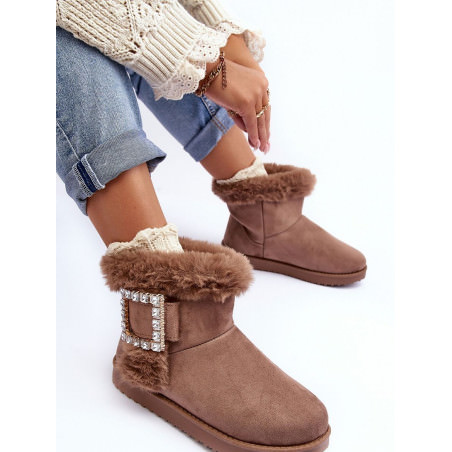 Faux Leather Fur Lined Snow Boots