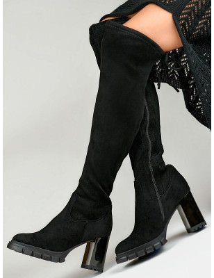 proElegant Long Boots with Fur Lining & Stiletto Heel_Over the Knee High Boots, Thigh High Boots