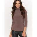 Gold Turtleneck Blouse Long Sleeves Stretchy Opaque Womens