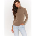 Gold Turtleneck Blouse Long Sleeves Stretchy Opaque Womens