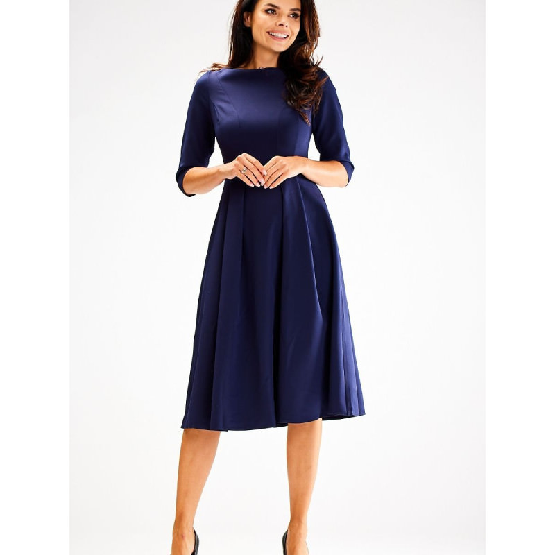 proFlared Dress 3/4 Sleeves Boat Neckline_Day Dresses