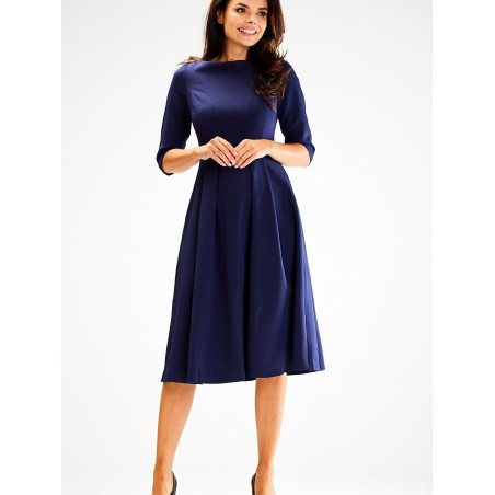 proFlared Dress 3/4 Sleeves Boat Neckline_Day Dresses