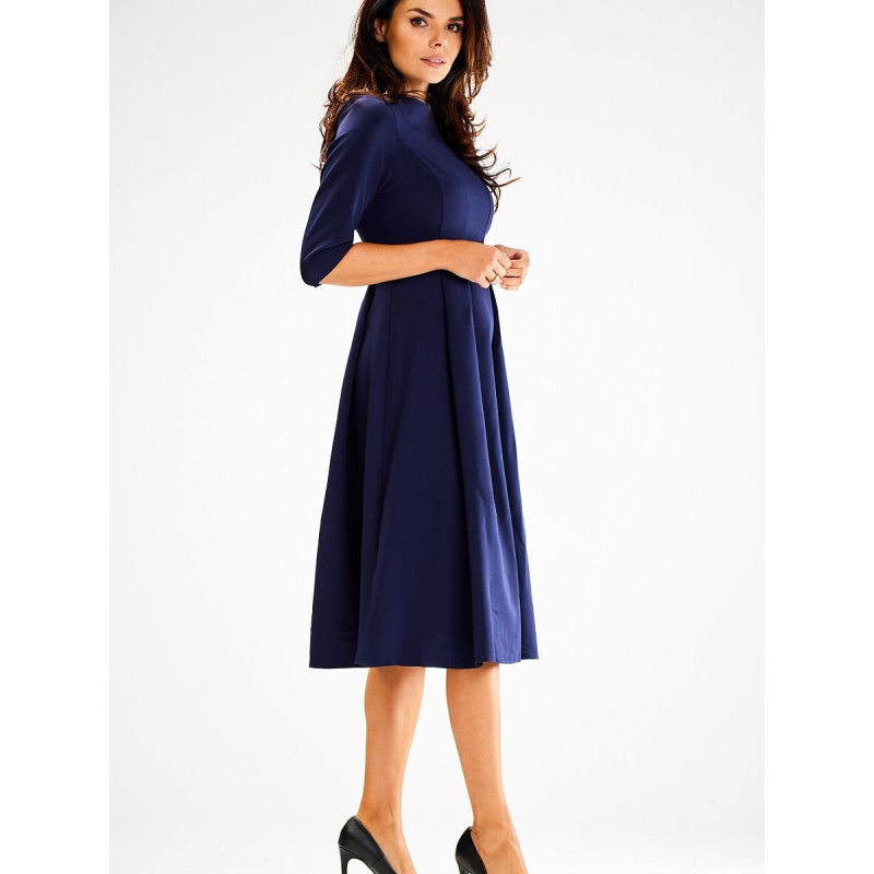 proFlared Dress 3/4 Sleeves Boat Neckline_Day Dresses