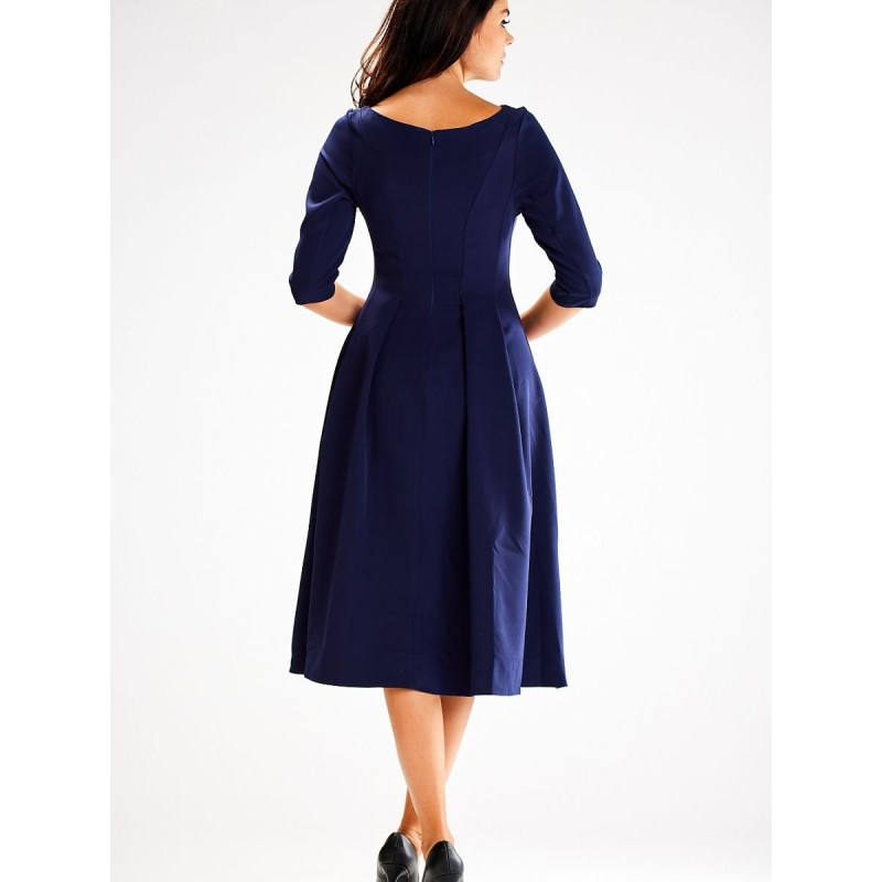 proFlared Dress 3/4 Sleeves Boat Neckline_Day Dresses