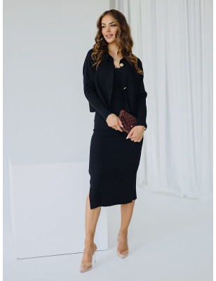 Black Knit Midi Dress & Bolero Set