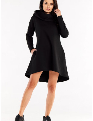 Loose Trapeze Hoodie Dress - Long Sleeves & Pockets