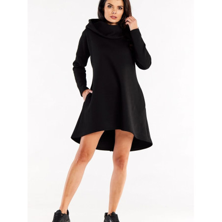 Loose Trapeze Hoodie Dress - Long Sleeves & Pockets