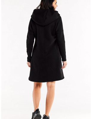 Loose Trapeze Hoodie Dress - Long Sleeves & Pockets