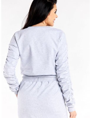 Long Sleeve Women's Blouse with Decorative Creases