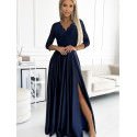Elegant Navy Blue Lace Maxi Gown