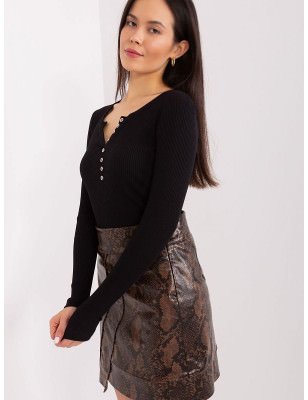 Women's Striped Heart-Neckline Button Blouse