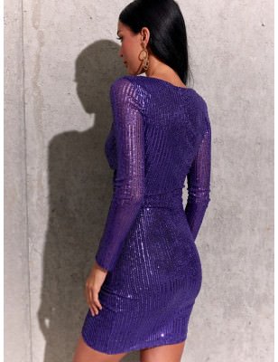 Sequin Envelope Cut Mini Dress Elegant Party Cocktail Dress