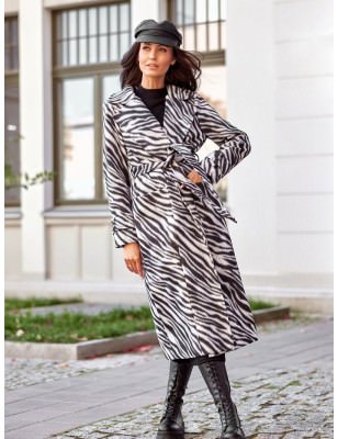 Women's Long Straight Coat with Decorative Belts & Collar