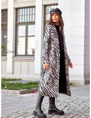 Women's Long Straight Coat with Decorative Belts & Collar