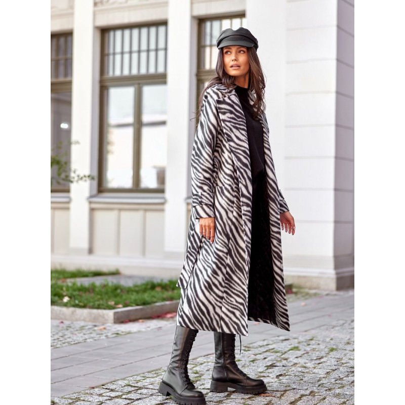 proWomen's Long Straight Coat with Decorative Belts & Collar_Women`s Coats, Jackets
